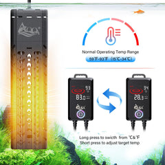 AQQA 1200W heater with overheating protection for safe fish keeping.