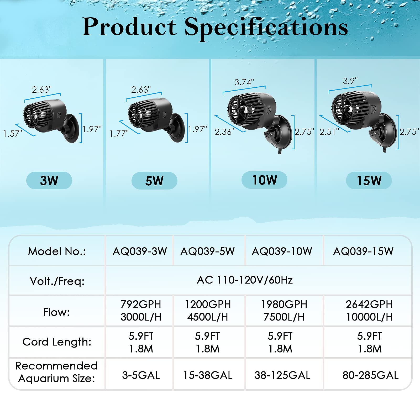 AQQA Wave Maker suitable for freshwater and saltwater setups.