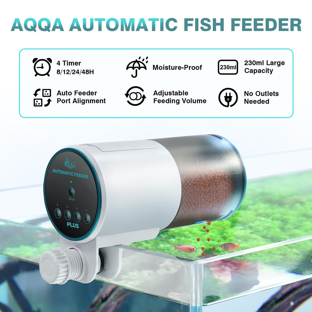 AQQA 230ml capacity feeder shown for fewer refills during busy weeks.