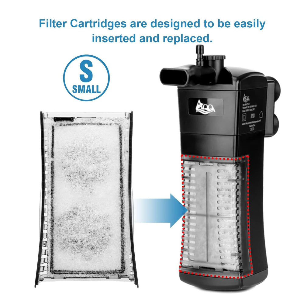 AQQA AQ025-compatible cartridge in-use in a small freshwater tank