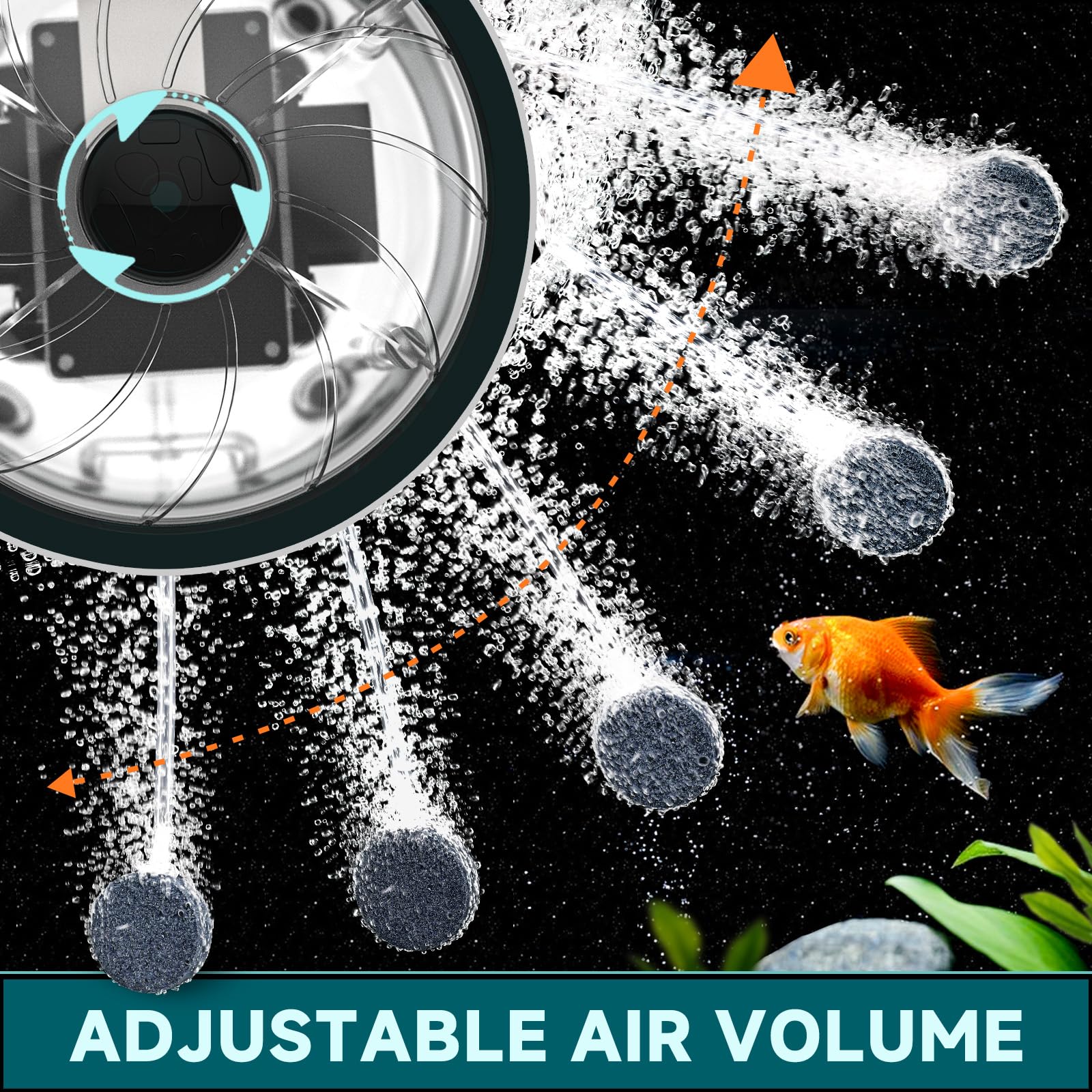 AQQA Air Pump top controls with adjustable output for customizable aeration.