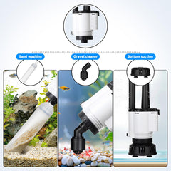 AQQA duckbill head removes debris while cleaning the tank