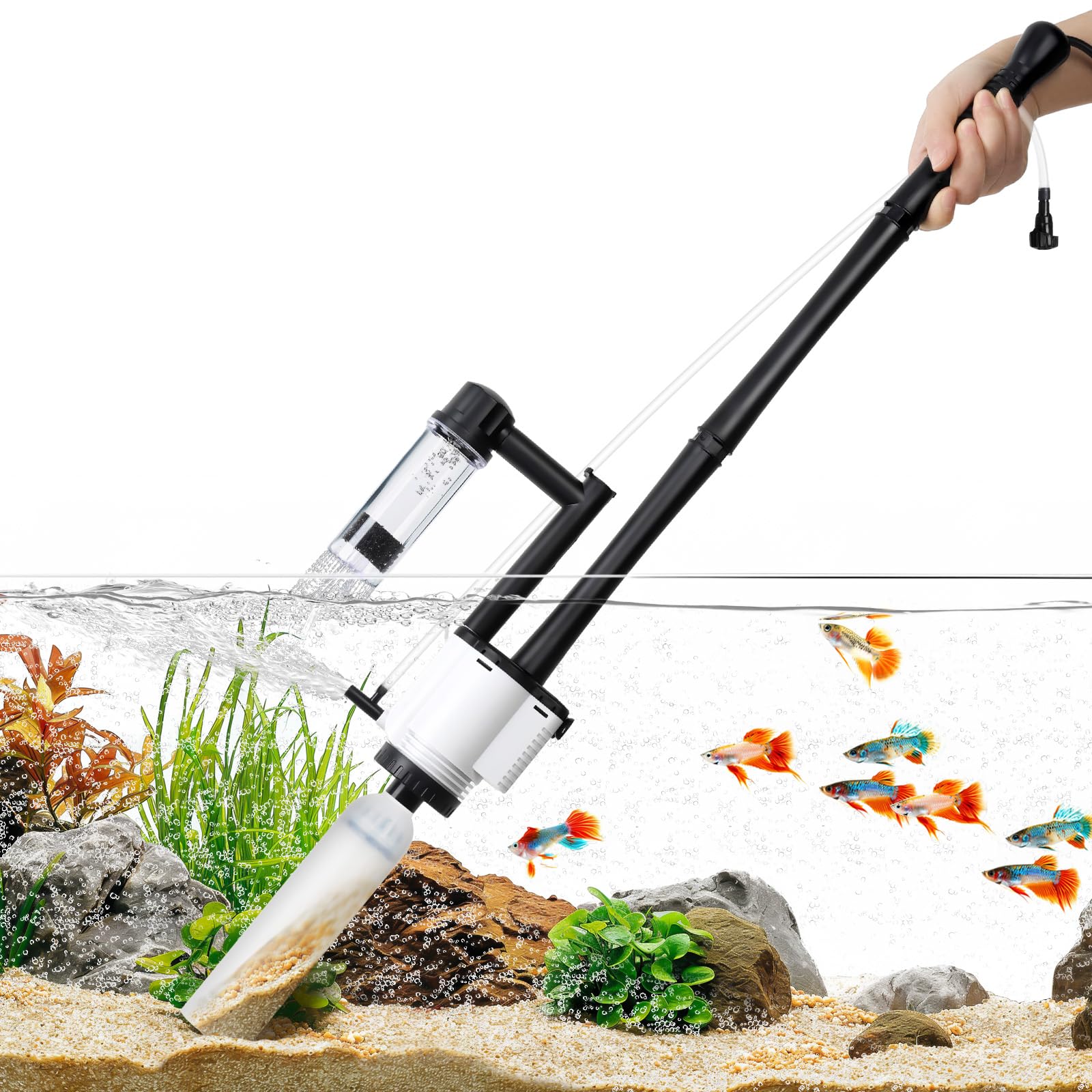 AQQA filter cup captures debris for clearer aquarium water
