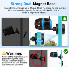 AQQA Magnetic base attachment shows secure, slip-free mounting on glass