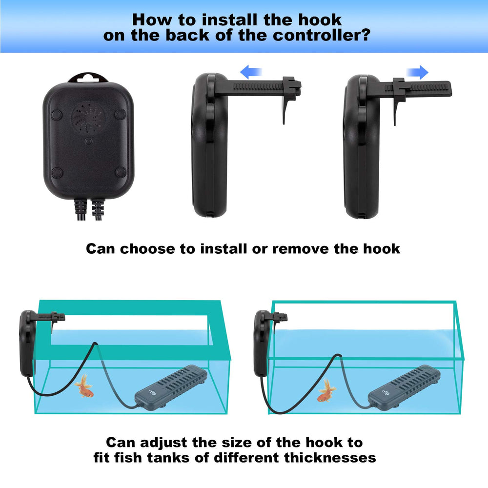 AQQA submersible heater maintains 68–93°F range for tanks.