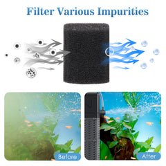 AQQA submersible filter with adjustable flow showing versatile water circulation for fish tanks up to 70 gallons.