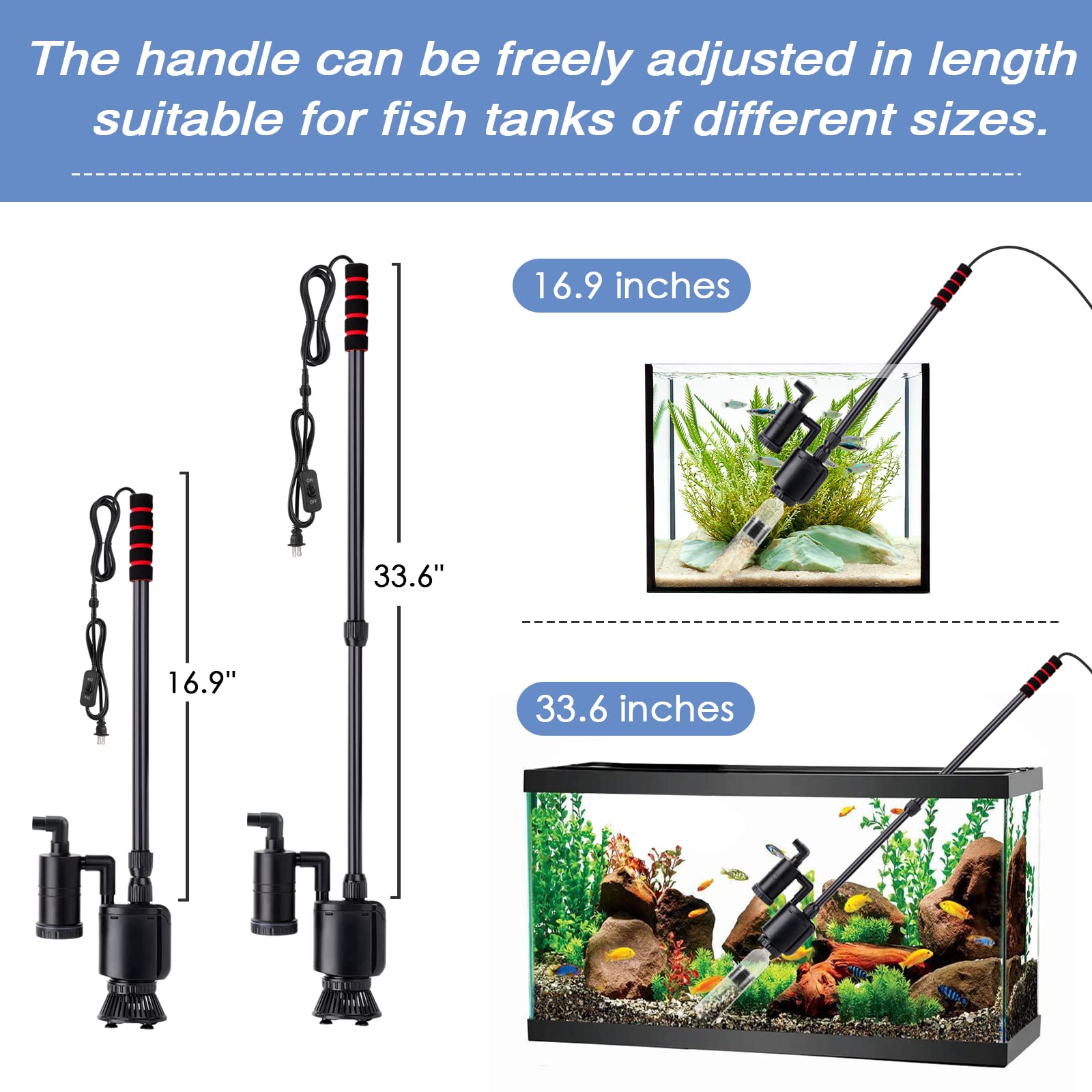 AQQA adjustable handle fits 23 to 40 inch tanks for flexibility.