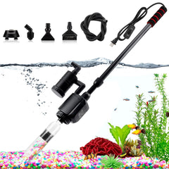 AQQA Electric Aquarium Gravel Cleaner setup shows 6-in-1 cleaning ready for use.