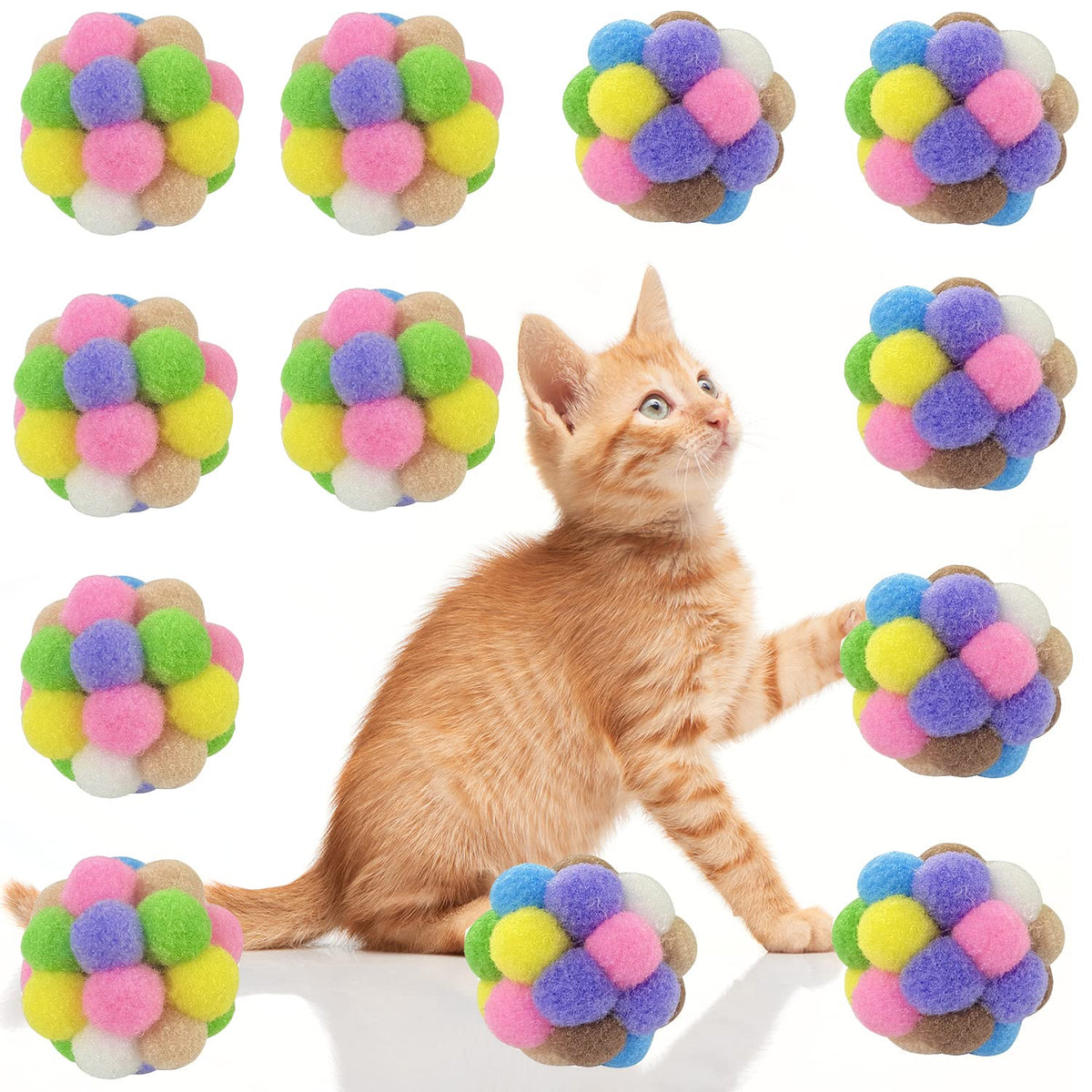 AQSXO cat-ball with bell in pink for interactive play and curiosity.