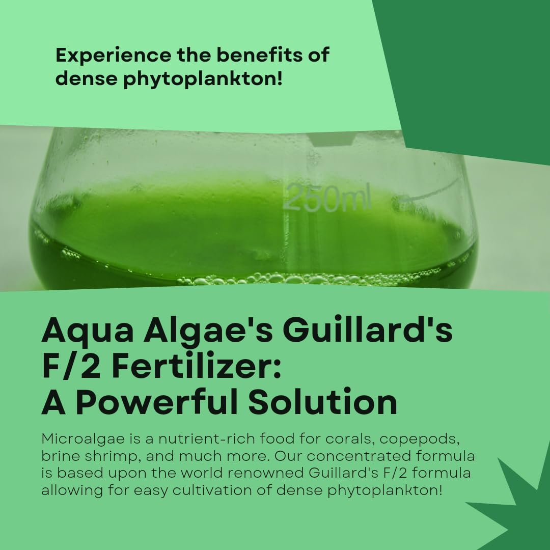 Aqua Algae F2 Ferts promotes phytoplankton growth for copepods and reef life.