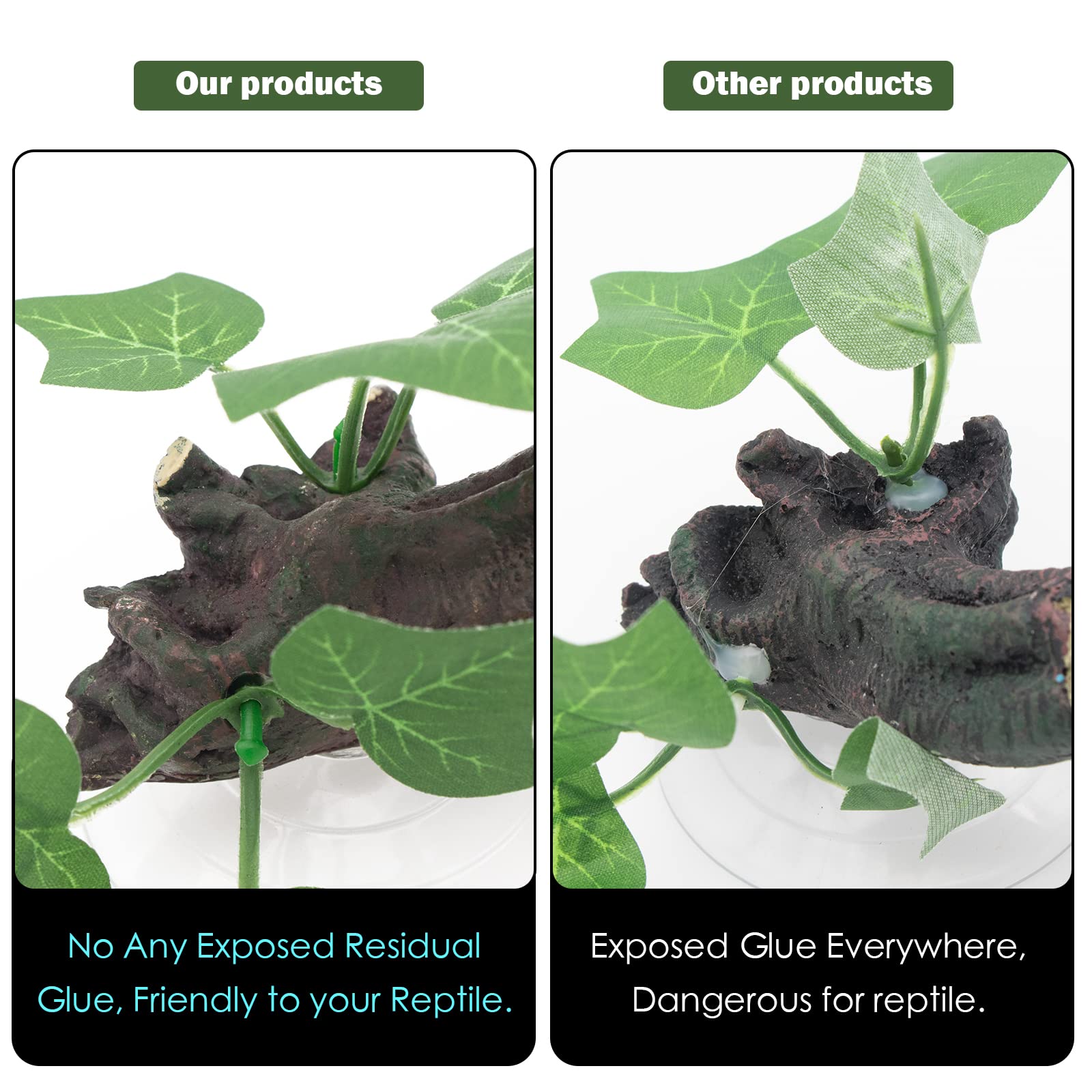 AQUA KT Reptile Branch Leaf Detail adds realistic foliage for enrichment.