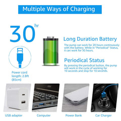 AquaMiracle 2600mAh battery life extends continuous aeration for hours.