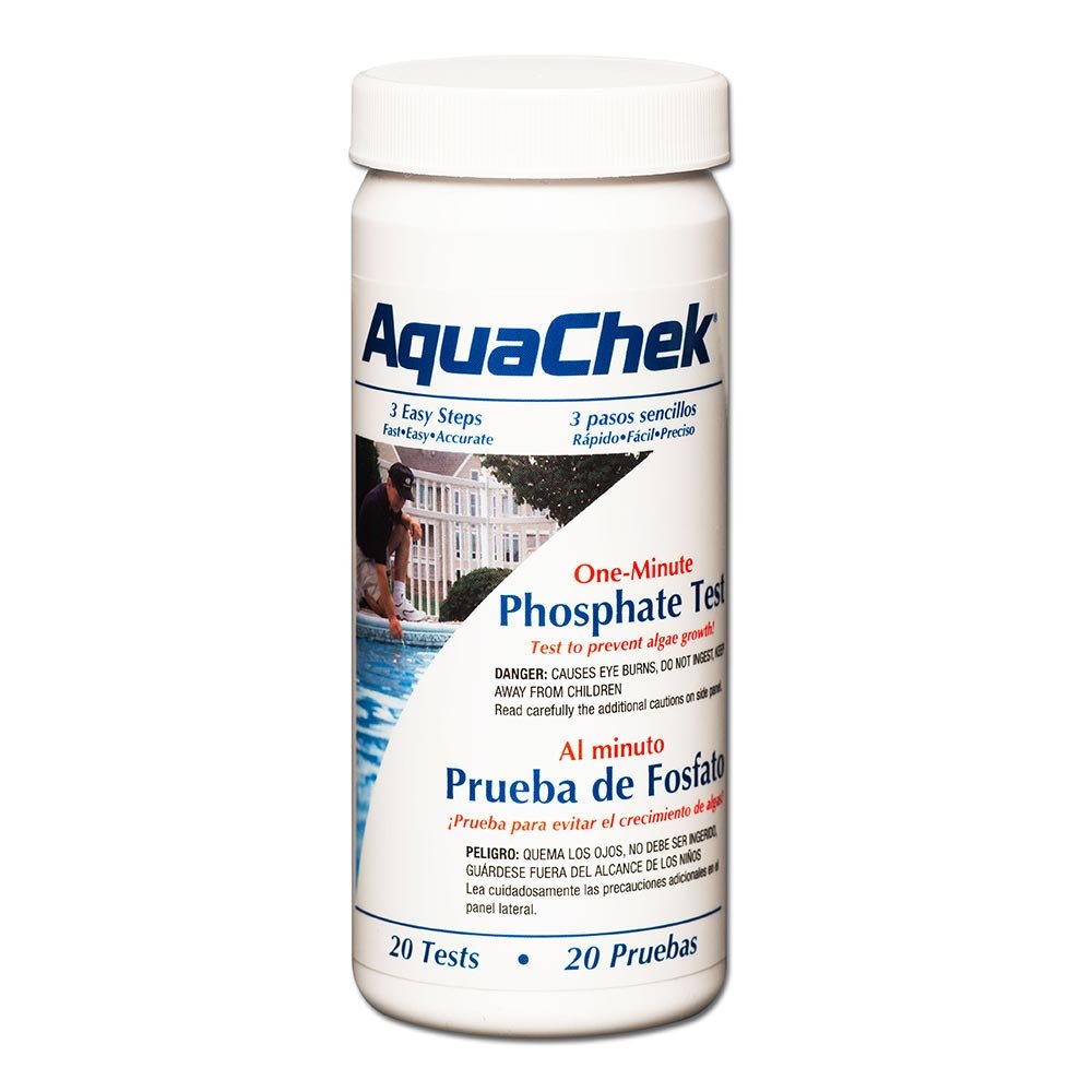 AquaChek phosphate test kit bottle shows quick 60-second results for reliable water testing.