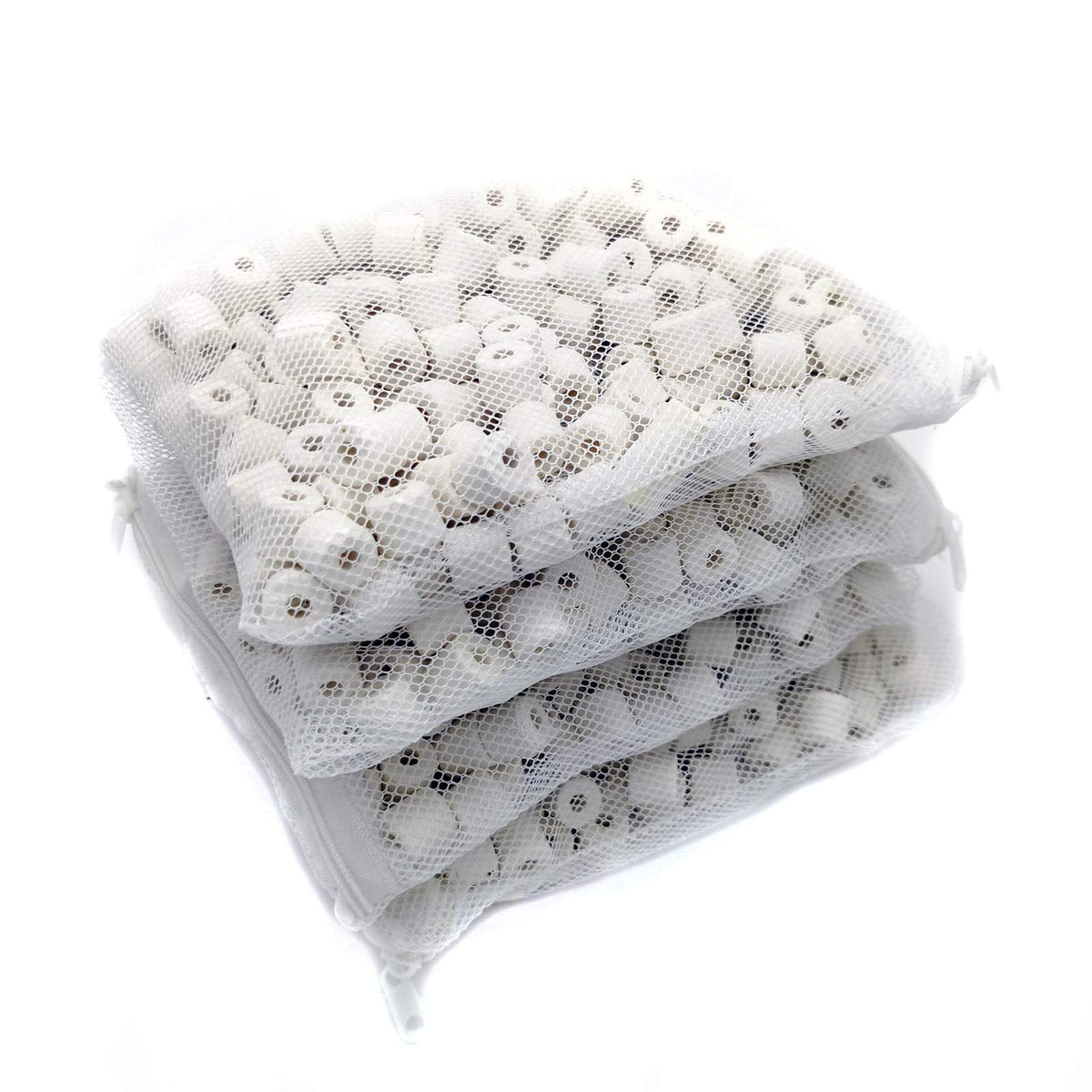 Aquafa ceramic rings closeup showing porous bio filter media for ponds and tanks
