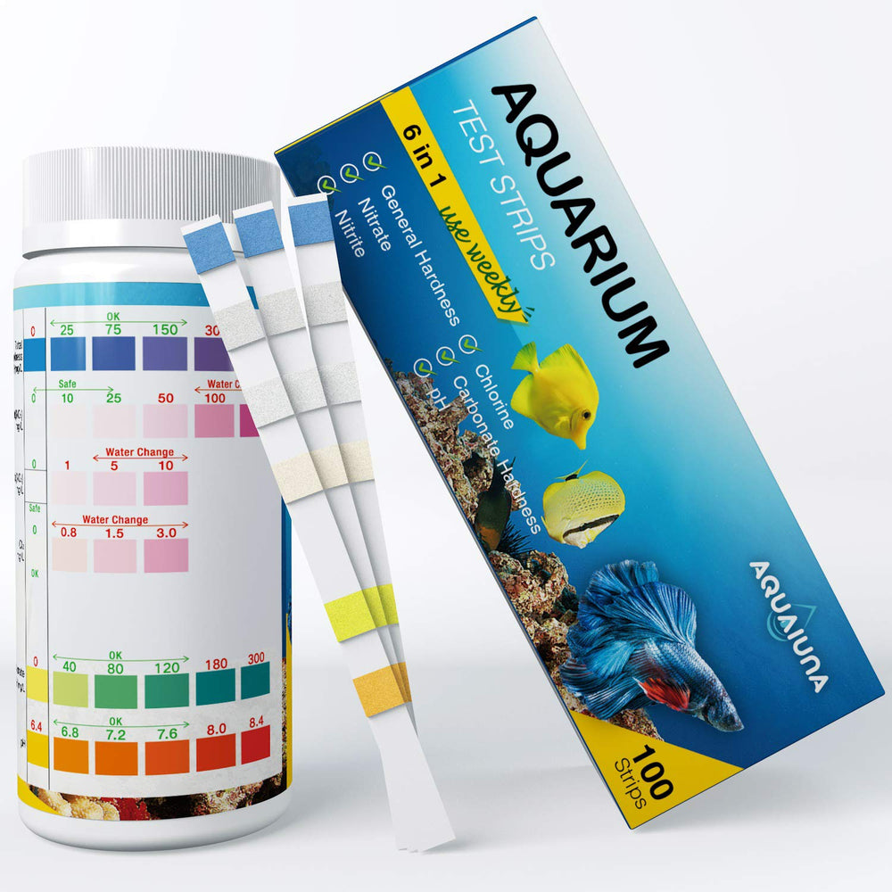 AQUALUNA test strips 6in1 with pH chart for quick water quality insight