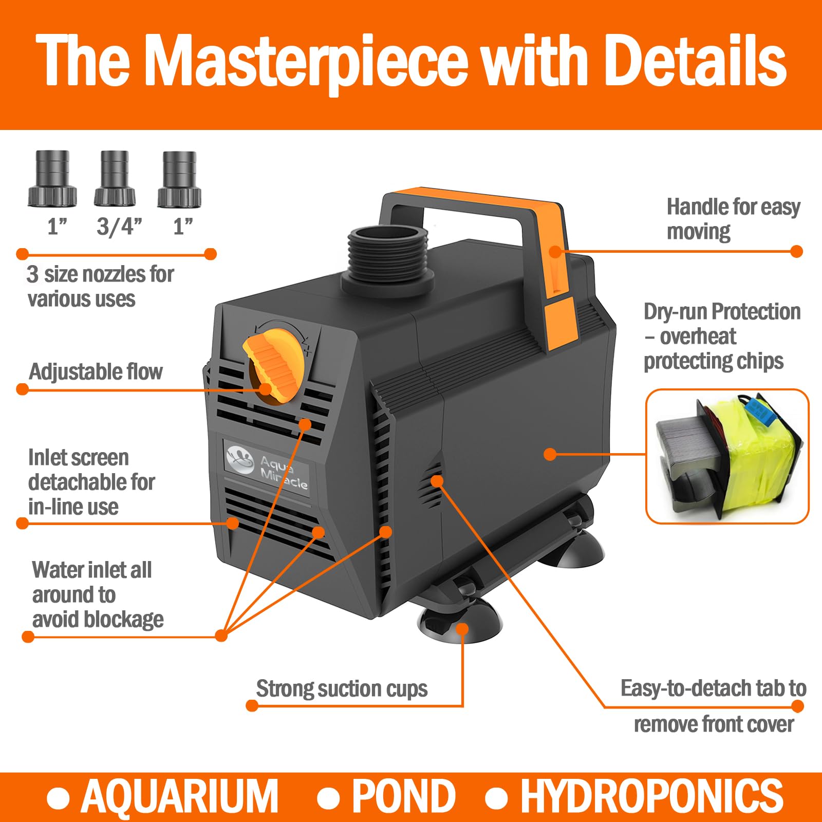 AquaMiracle 1050GPH pump flow regulator enables customizable water movement.
