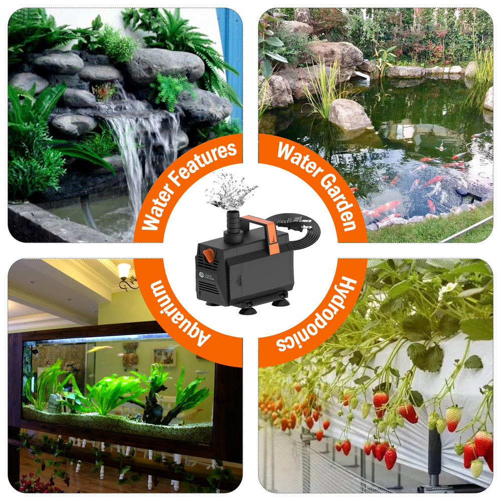 AquaMiracle 1050GPH pump suited for hydroponics and water gardens.