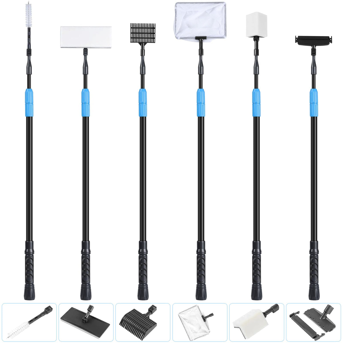 AquaMiracle 6 in 1 kit full assembly with telescopic handle for easy tank cleaning
