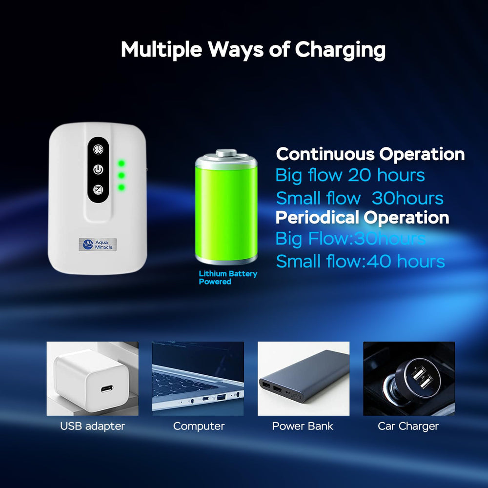 Aquamiracle AC-DC automatic switch keeps aeration running when power drops.