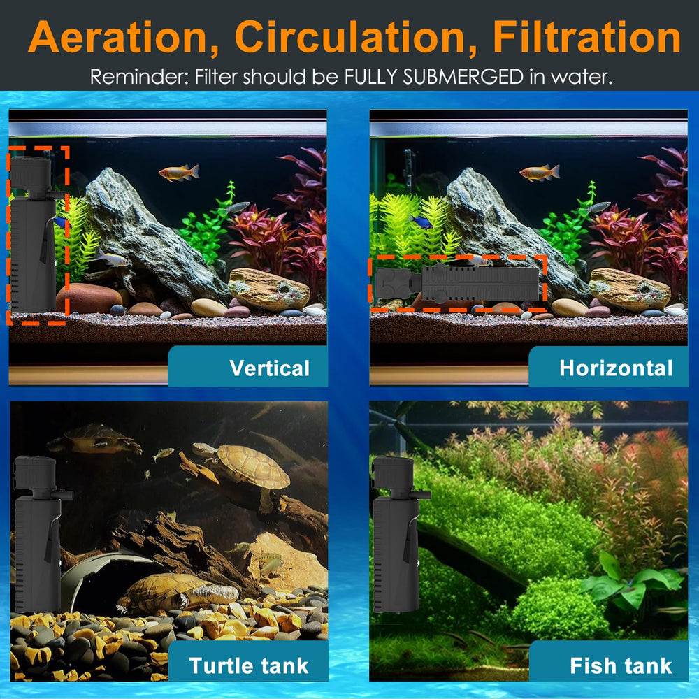 AquaMiracle aeration bubbles demonstrate improved circulation in the tank.