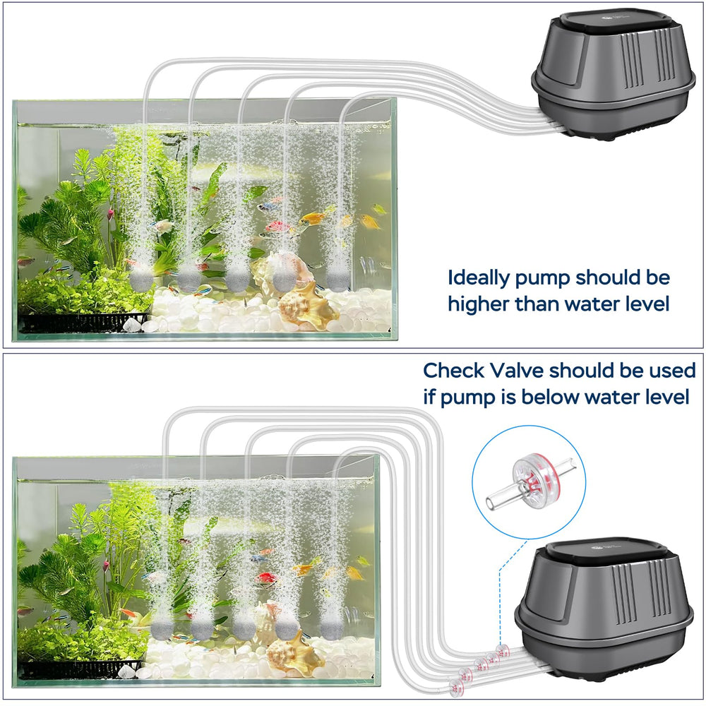 AquaMiracle air pump kit includes tubes stones valves for quick setup