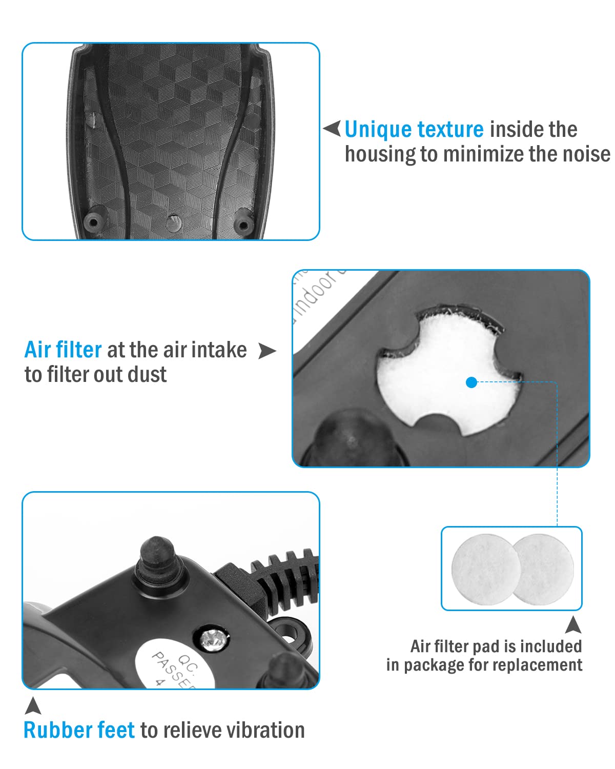 AquaMiracle air stone included for visible bubble effects and efficient aeration.