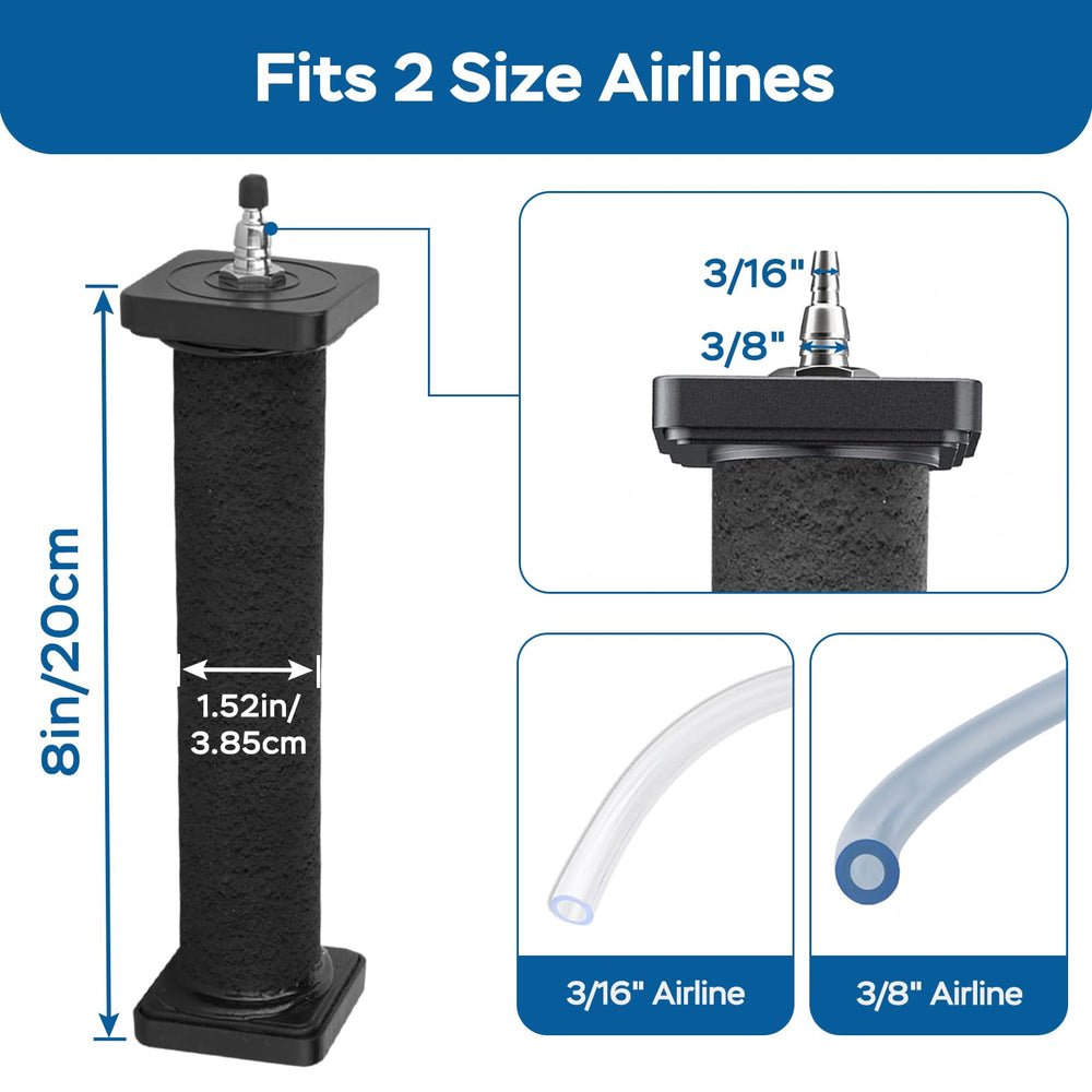 AquaMiracle tubing compatibility with 3/16 and 3/8 ID tubes for versatile setups.