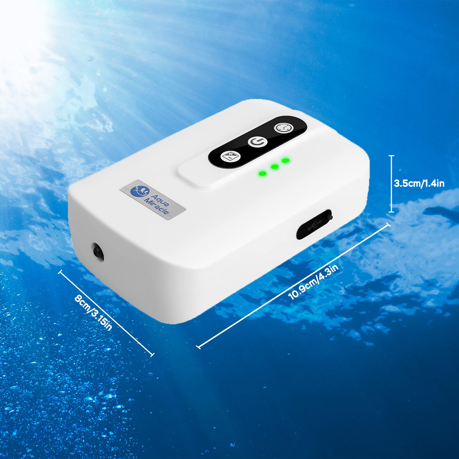 AquaMiracle all-in-one accessories included image shows tubing, stone, valves, and T-connector.