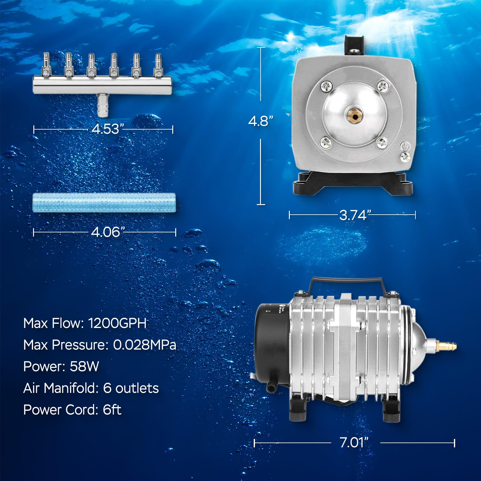 AquaMiracle applications show aquarium, pond, and hydroponics setups for versatile oxygenation.