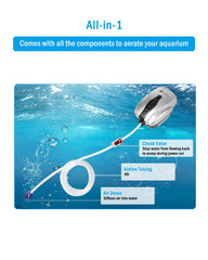 AquaMiracle aquarium air pump quiet operation maintains a peaceful tank ambiance.