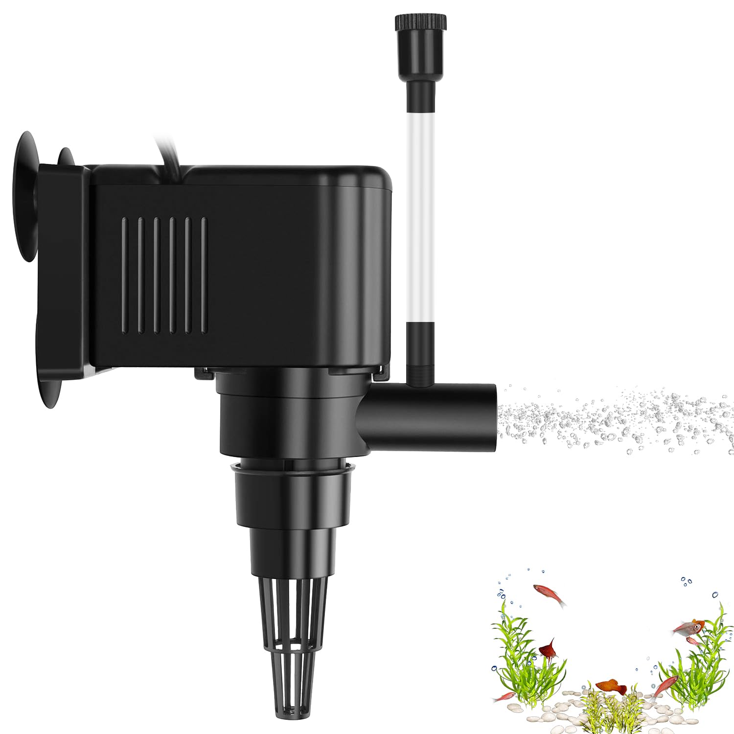 AquaMiracle aquarium powerhead pump front view enhances tank circulation and aeration
