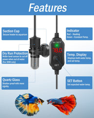 AquaMiracle betta tank heater demonstrates safe, reliable warmth for small aquatic pets.