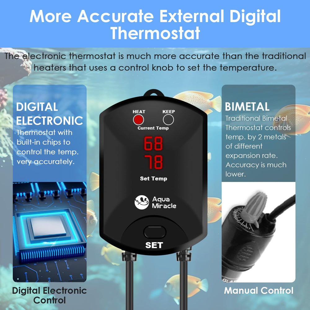 AquaMiracle dry-run and overheat sensors protect fish during low water or heat spikes.