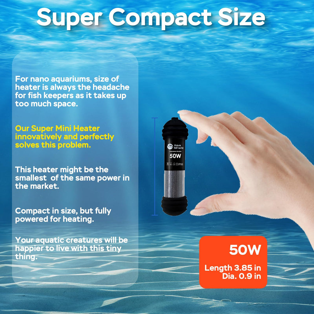 AquaMiracle heater with dual LED display shows current and target temps for quick adjustments.