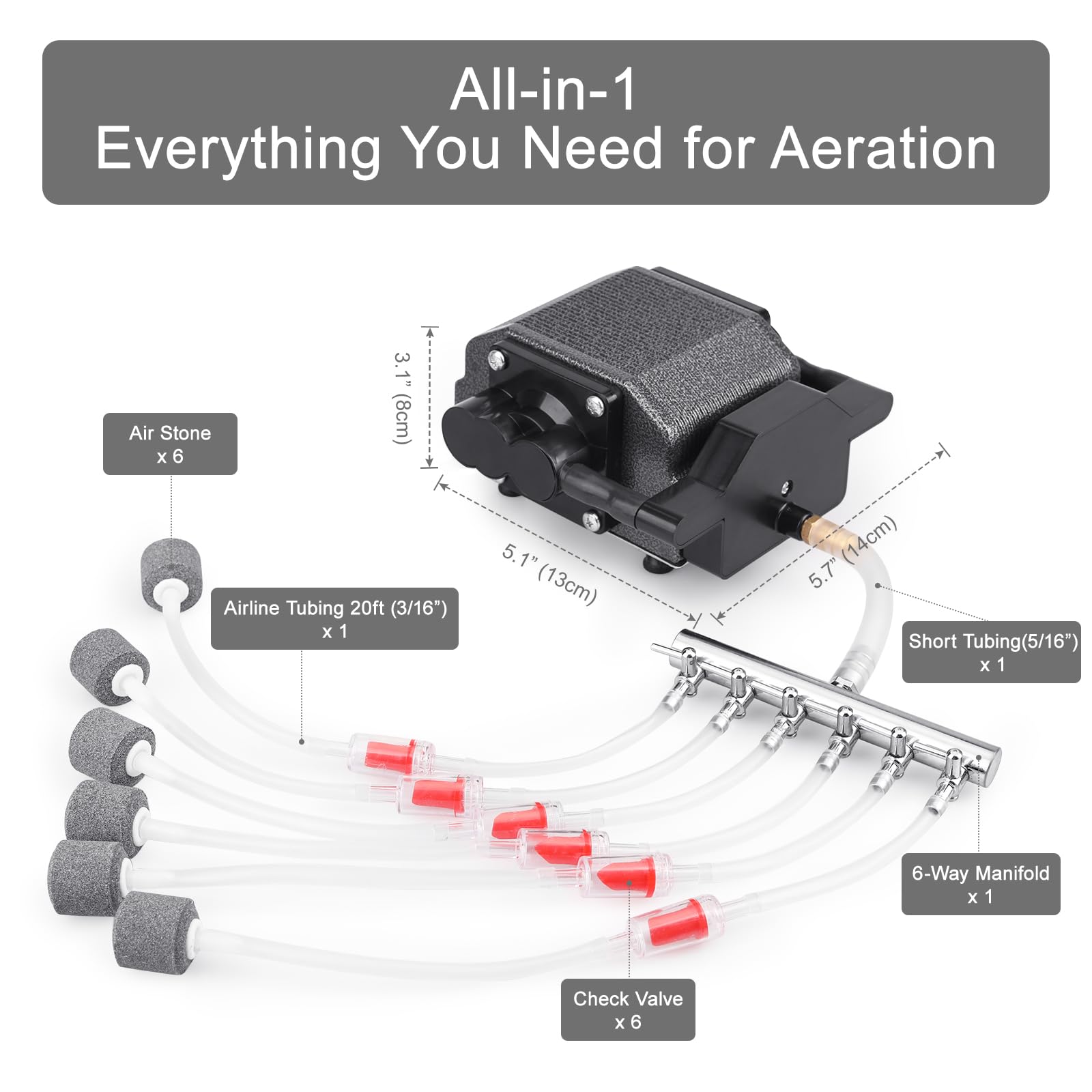AquaMiracle inline switch and regulator for adjustable air volume.