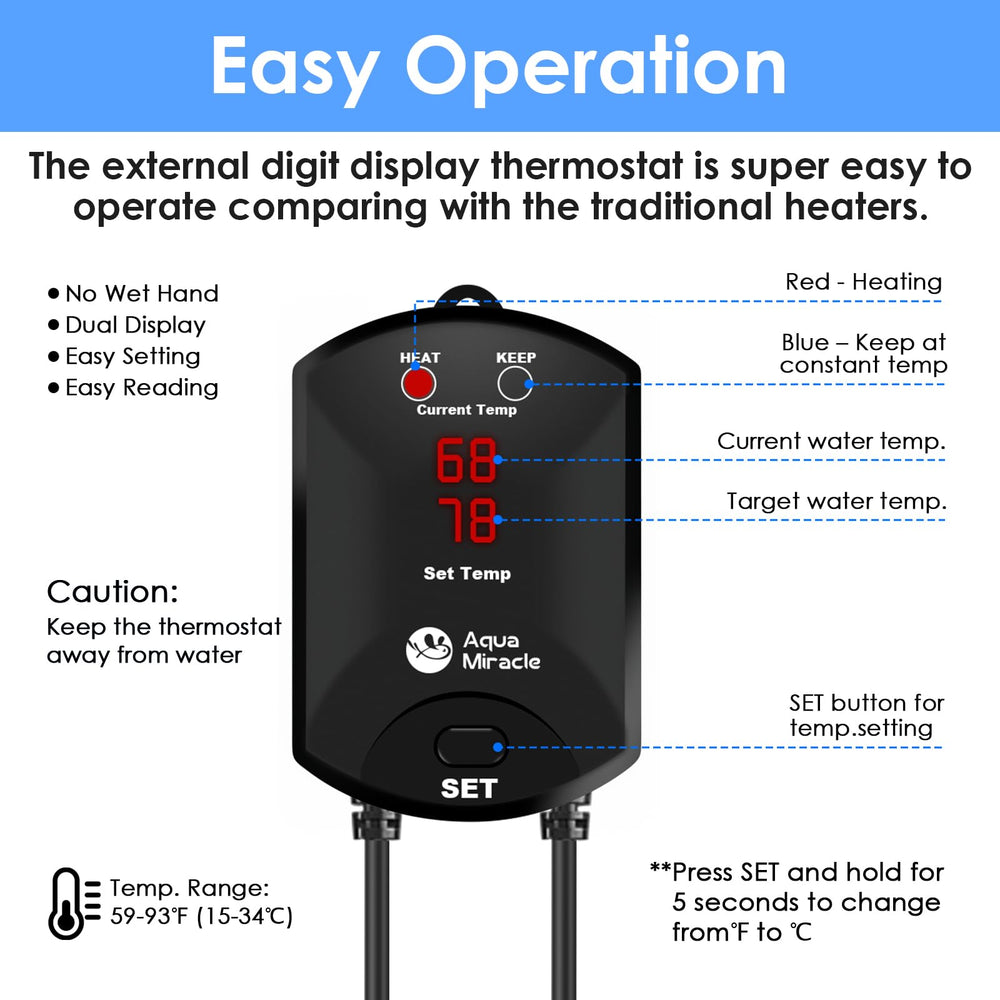 AquaMiracle inverter technology heating quickly and efficiently for consistent tank temps.