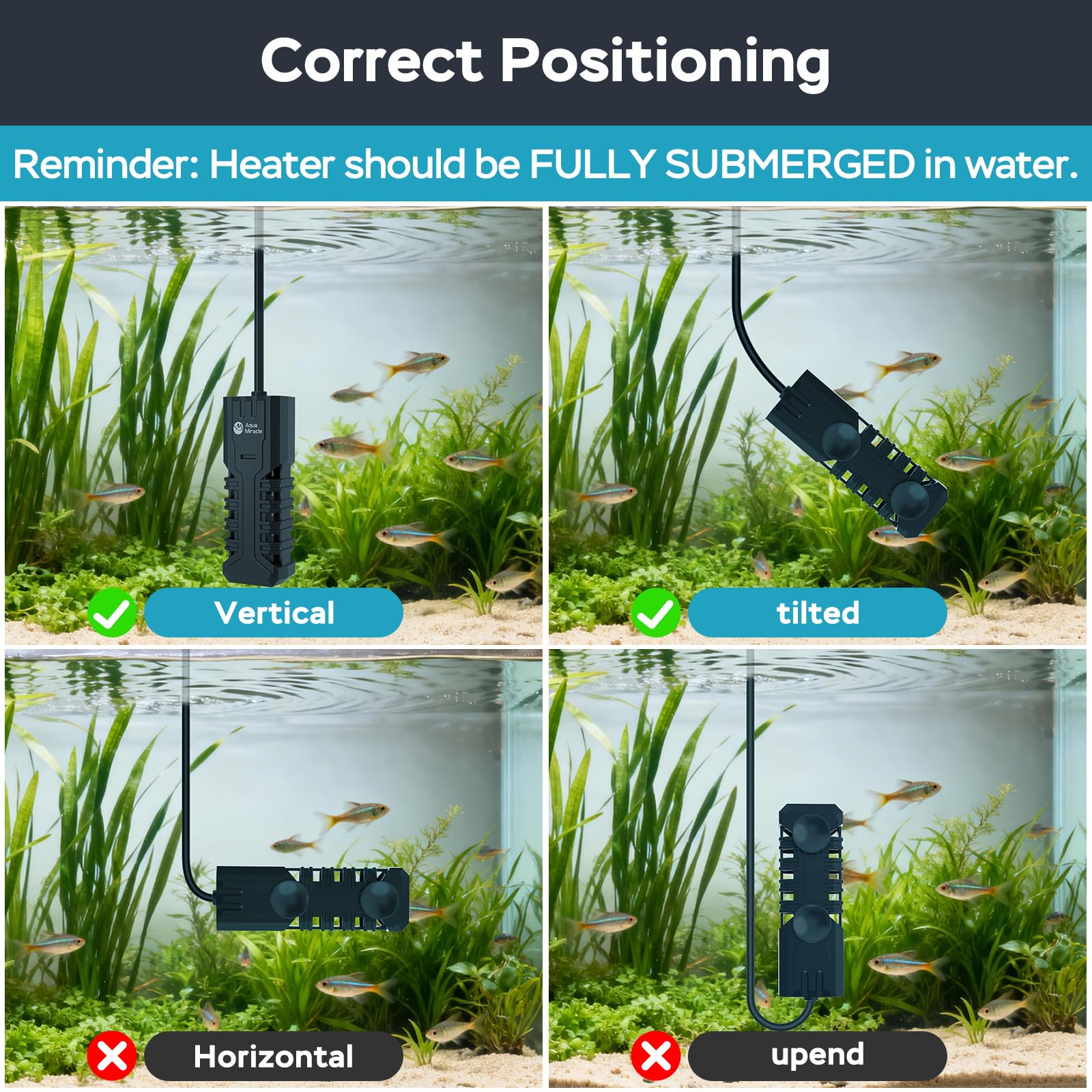 AquaMiracle multi-application heater suits tanks, turtles, fountains, and seedlings