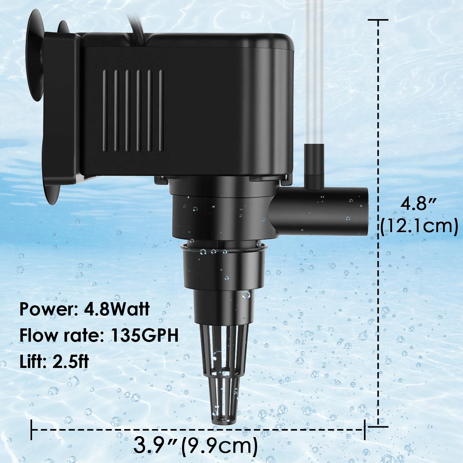 AquaMiracle Powerhead Pump close-up magnet rotor emphasizes efficient, low-energy operation.