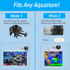AquaMiracle feeder mounted on bracket demonstrates versatile aquarium installation.