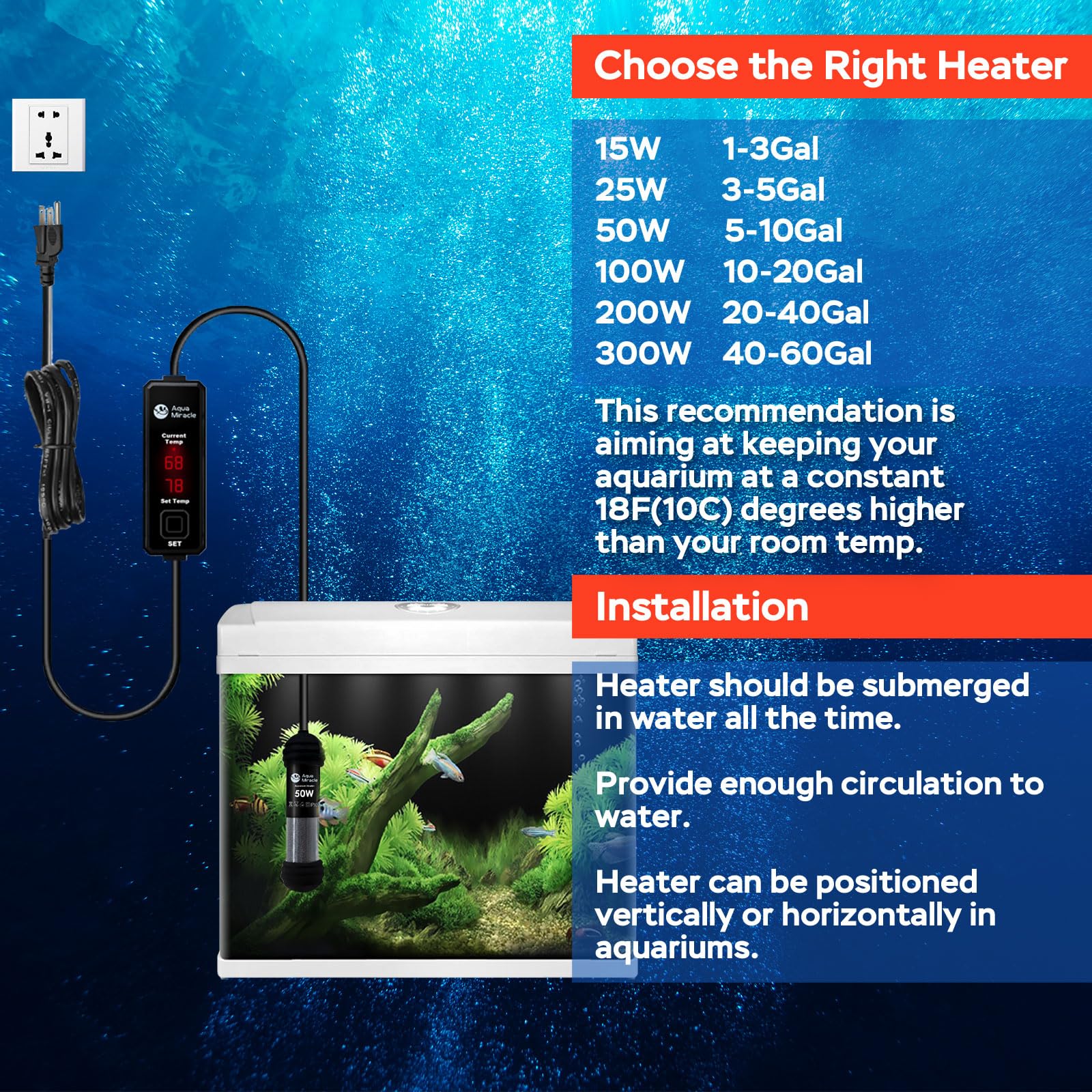 AquaMiracle quartz glass tube encases nickel-chromium heater wire for durability.