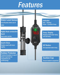 AquaMiracle submersible heater mounted in a 3-5 gallon tank for steady warmth.