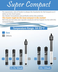 AquaMiracle super-short heater demonstrates compact design ideal for nano-tanks.