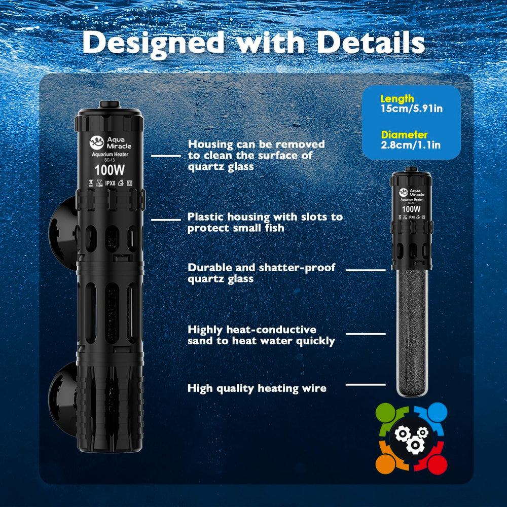 AquaMiracle thermostat displays current and target temperatures for easy adjustment.