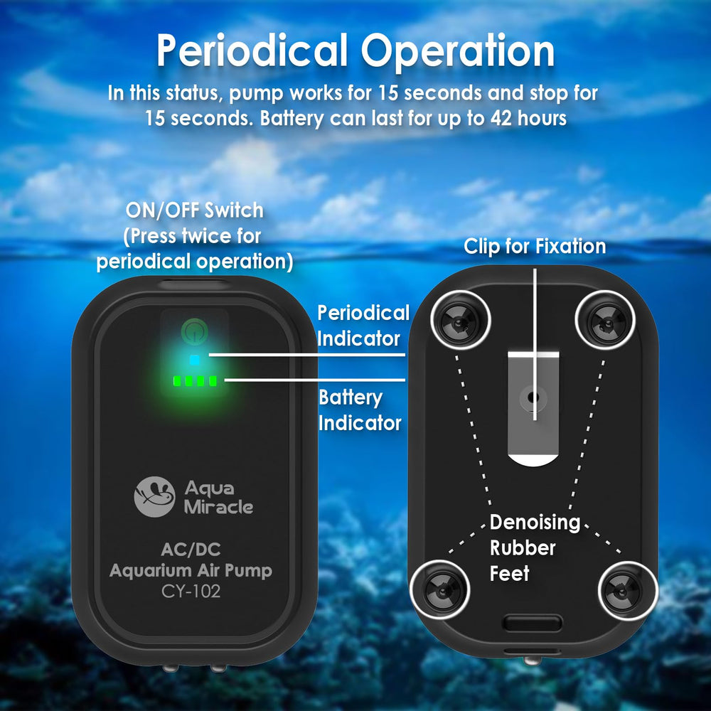 AquaMiracle USB air pump during power outage provides DC battery aeration