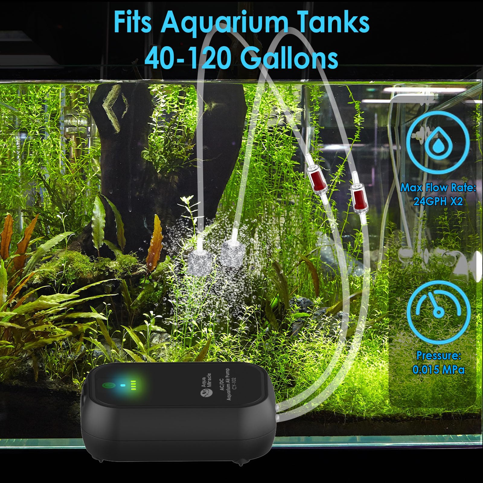 AquaMiracle USB air pump battery module powers tank aeration during outages