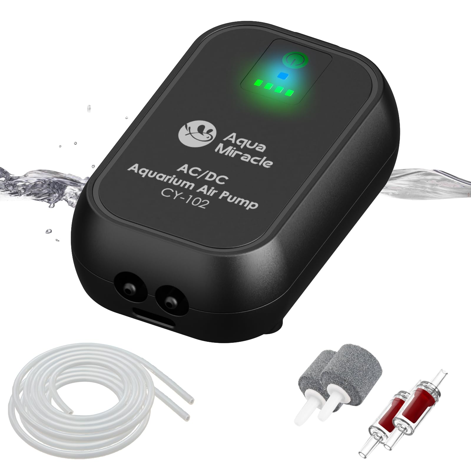 AquaMiracle USB air pump main unit provides steady tank aeration on the go