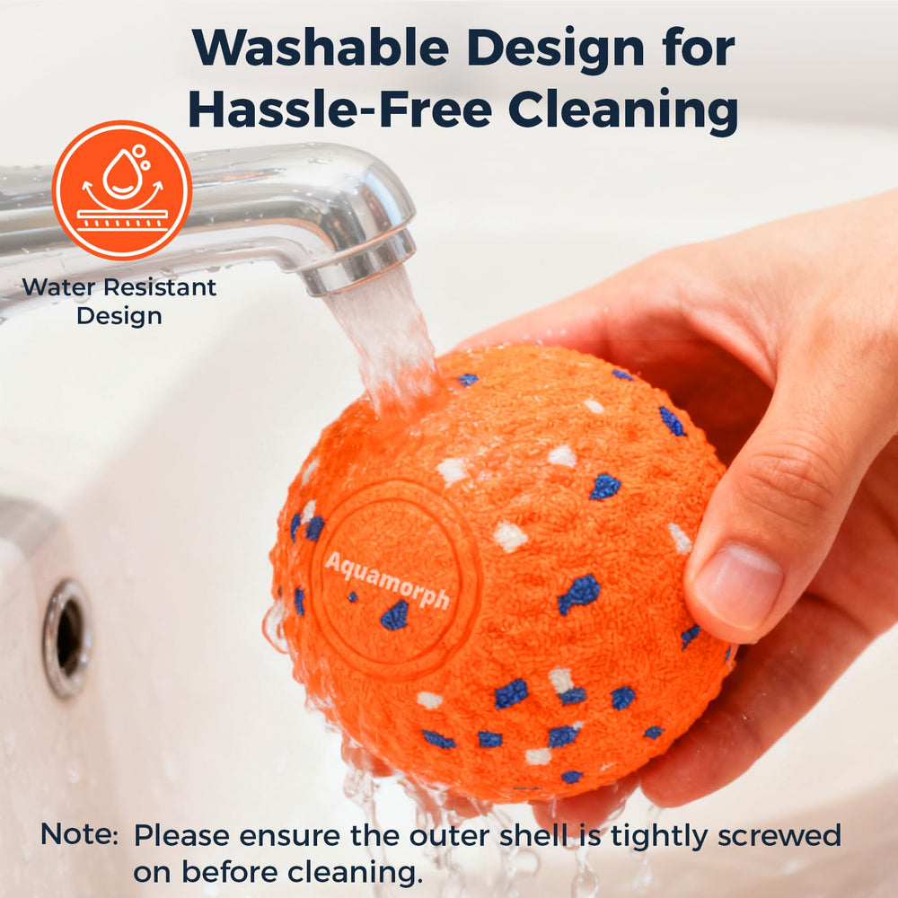 Aquamorph dog ball quiet roll—low-noise operation for peaceful indoor games.