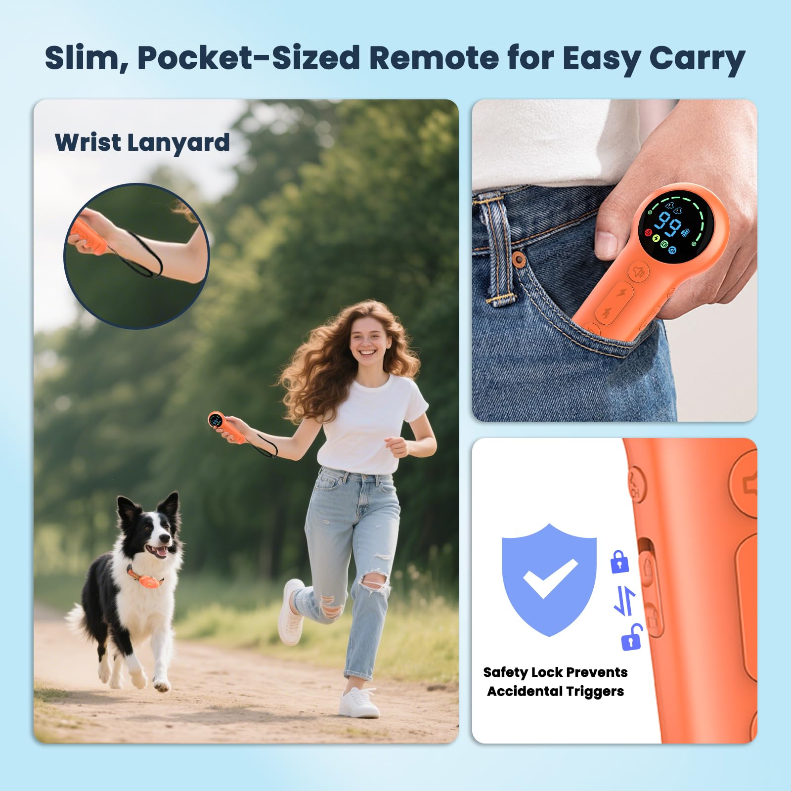 Aquamorph remote lock prevents accidental shocks during training sessions.