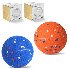 Aquamorph interactive dog ball blue grid front—auto-moving play for indoor fun.