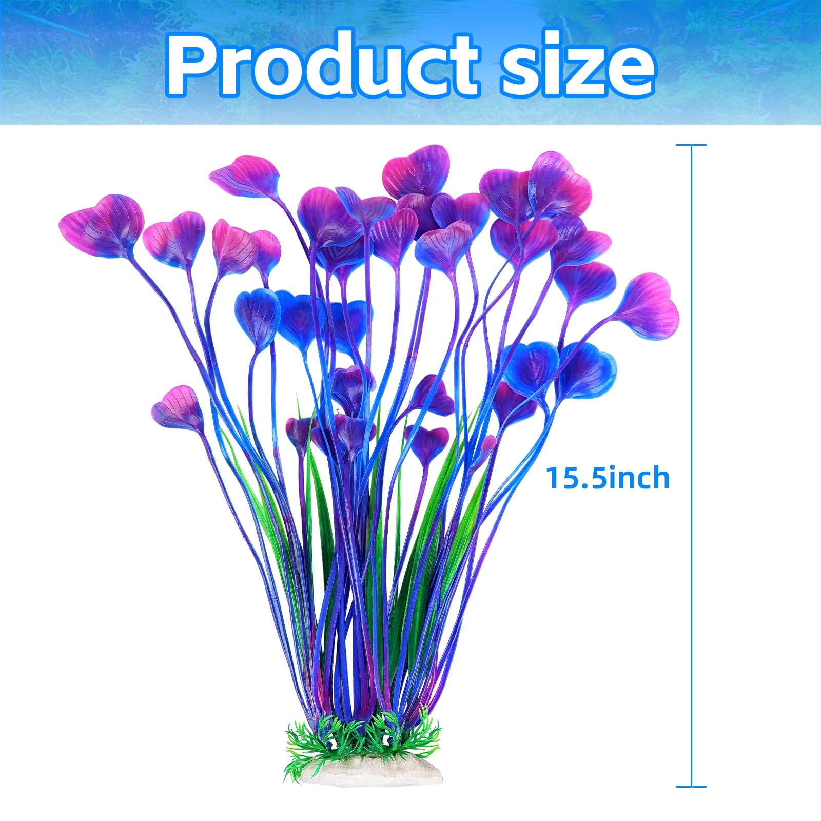 AQUANEAT 2-pack 15.5-inch artificial plants for full tank coverage.
